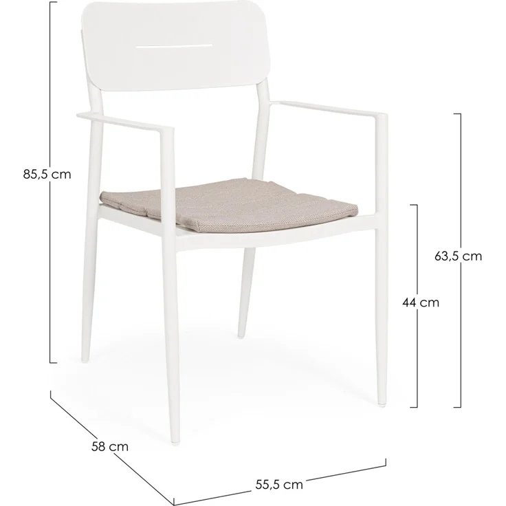 Gartenstuhl Ulbal aus Aluminium, modern und stapelbar, weiß, inkl. Kissen, Outdoor – Bild 3