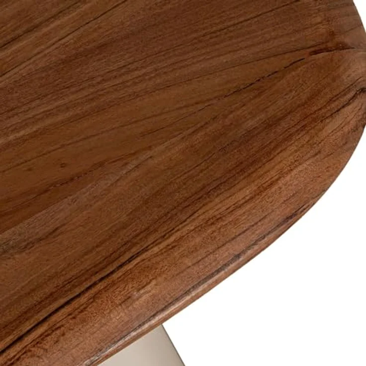 DRW Set mit 2 Beistelltischen aus Holz und Metallsockel in Natur und Beige, 50 x 50 x 52 cm – Bild 3