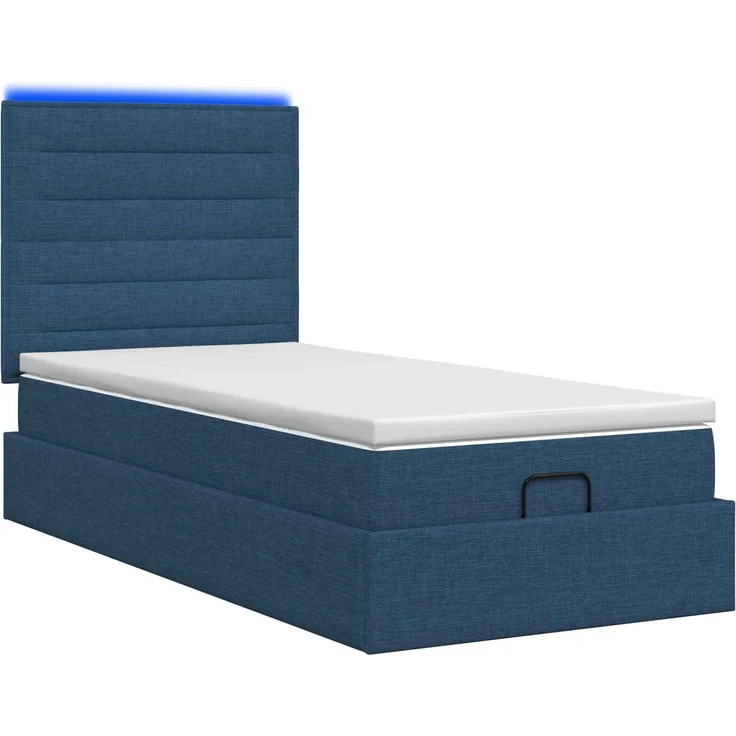 vidaXL Ottoman-Bett mit Matratze und LED Blau 80 x 200 cm Stoff 3457950 – Bild 9