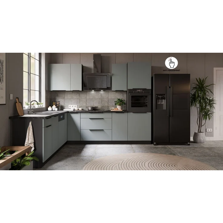 Winkelküche ARIA K-BL ECKE 2 - 250 x 270 cm Anti Fingerprint Küchenzeile Küchenblock Singleküche Einbauküche Küche Eckküche – Bild 3