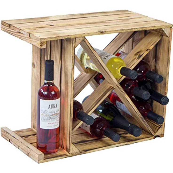 Kistenkolli Altes Land Allzweckkiste Weinregal "X" geflammt" Flaschenregal Weinkistenregal Weinkiste Holzki (Spar-Set) – Bild 4