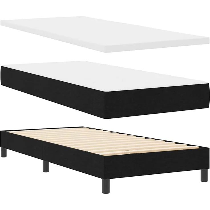 vidaXL Boxspringbett mit Kopfteil Schwarz 100 x 200 cm Stoff 3340075 – Bild 4