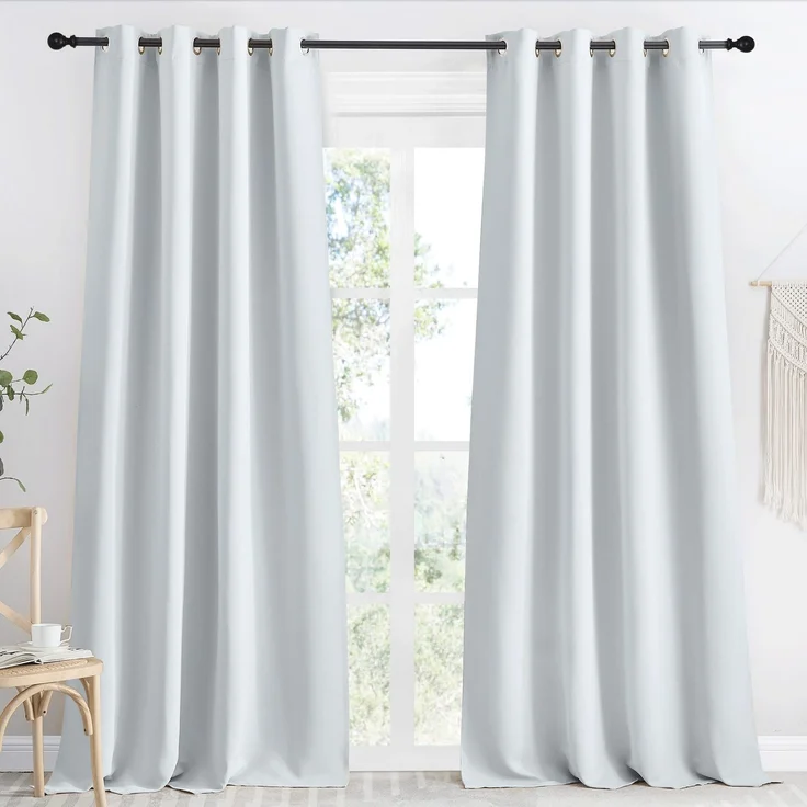 NICETOWN Raumverdunkelungs-Fenstervorhang, 139,7 x 243,8 cm, 1 Packung, wolkengrau, einfarbig, wärmeisoliert, Sichtschutzvorhang für Schlafzimmer