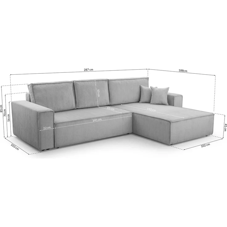 AX LIVING Dunkelgrün Cord Couch Form – Cedria L Wohnlandschaft 287cm – Bild 8