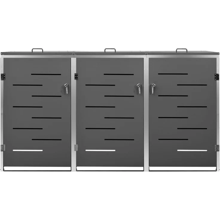 vidaXL Mülltonnenbox für 3 Tonnen 207x77,5x115 cm Edelstahl 149556 – Bild 10