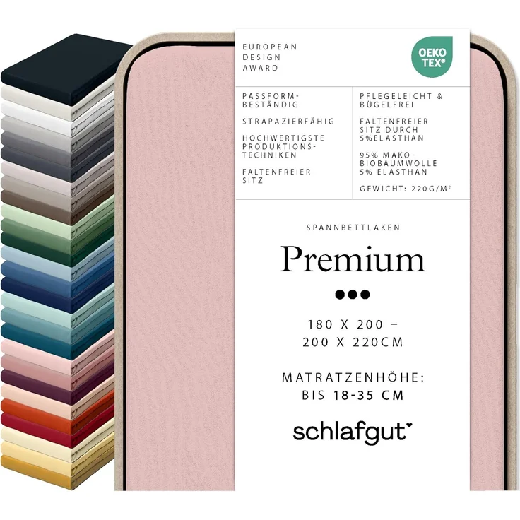 Schlafgut Spannbettlaken Premium, Gummizug: rundum, (1 Stück), Mako-Zwirn-Jersey, Purple Light, XL 180x200cm - 200x220cm