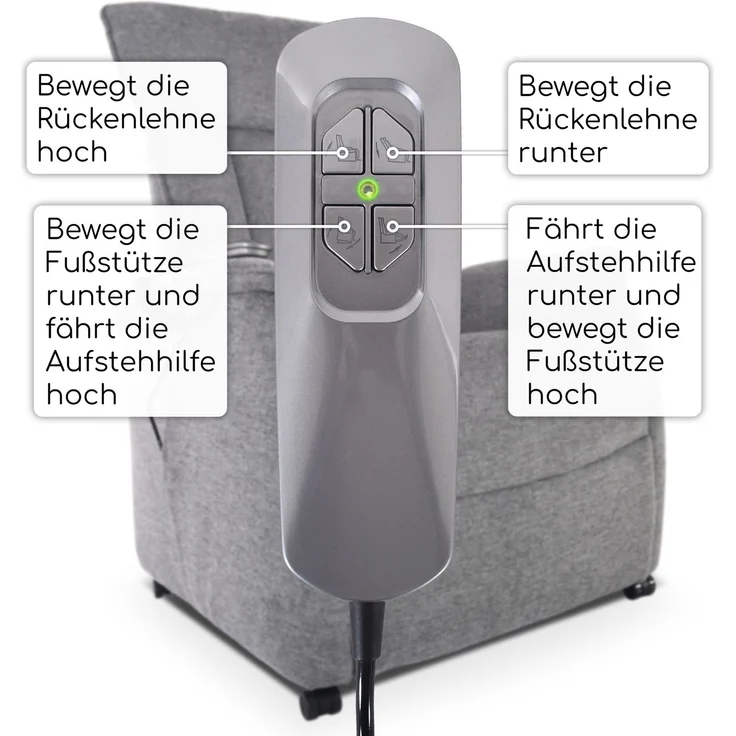 Raburg TV-Sessel Fernsehsessel mit Aufstehhilfe, Relaxsessel mit Liegefunktion, Marie, elektrisch mit Fernbedienung, 2 Motoren, bis 120 kg – Bild 6