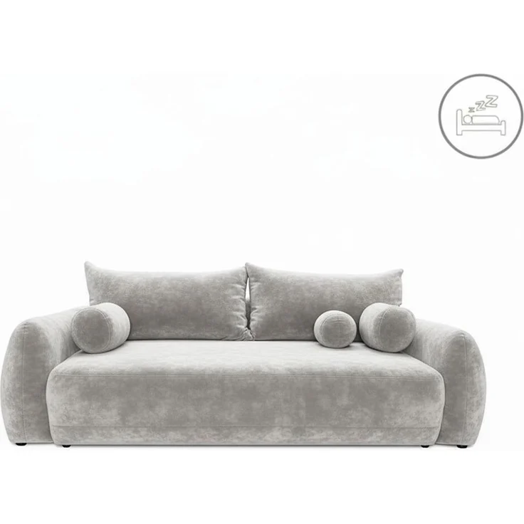 Wohnero24 - Höchste Qualität- Schlafsofa FIRELLO - 250x112 cm – Liegefläche 196x155 - Premium Velours - Schlaffunktion 196x155 cm – Hellgrau – Bild 3