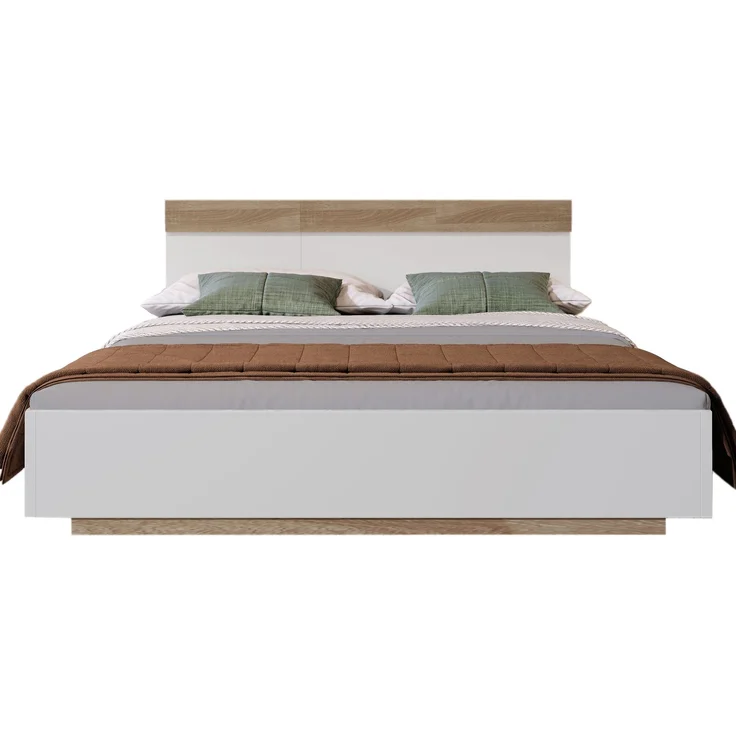 Schwebebett 140x200 cm, Doppelbett in Eiche & Weiß mit Wildeiche Kopfteil,komfortable Liegehöhe – Bild 7