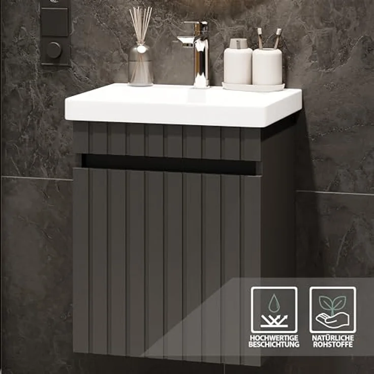 Planetmöbel Badmöbel-Set Cosmia, (Waschbecken mit Unterschrank, 1-St, Waschtisch mit Schublade), Bad Möbel für Gäste WC & Bad – Bild 6