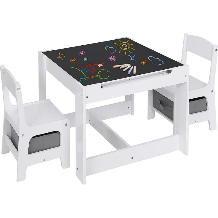 EUGAD Kindersitzgruppe, (3-tlg), mit Tafel und Papierrolle, Stauraum, Weiß – Bild 5