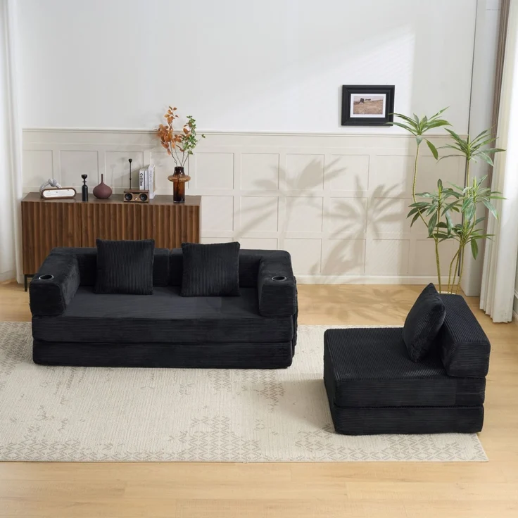 ZUBALIYA Sofa mit Cordbezug, für Wohnzimmer und Apartments, mit stabilem Untergestell, für den täglichen Gebrauch – Bild 18