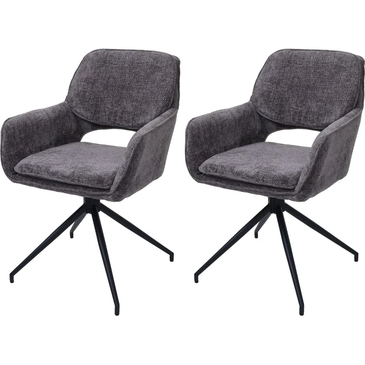 2er-Set Esszimmerstuhl HWC-N74, Küchenstuhl, drehbar Auto-Return, Stoff Chenille (490g/m²) ~ dunkelgrau – Bild 9