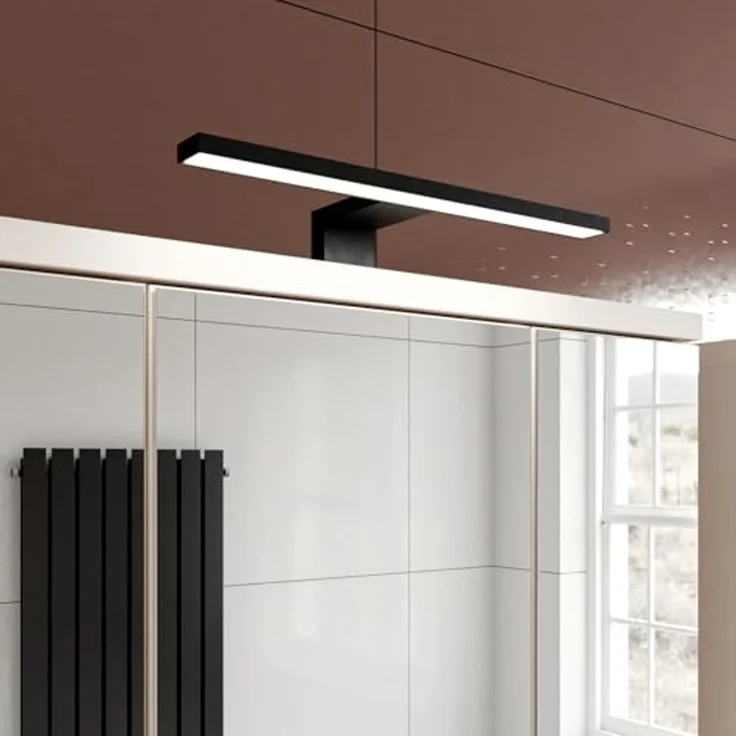 Forte VERIS Hängeschrank 70, Schlichter Badschrank mit Spiegel, 3-türig, Wandmontage, Badezimmer, Holzwerkstoff, Kaschmir Beige, 68,6 cm breit x 68,1 cm hoch x 20 cm tief – Bild 6