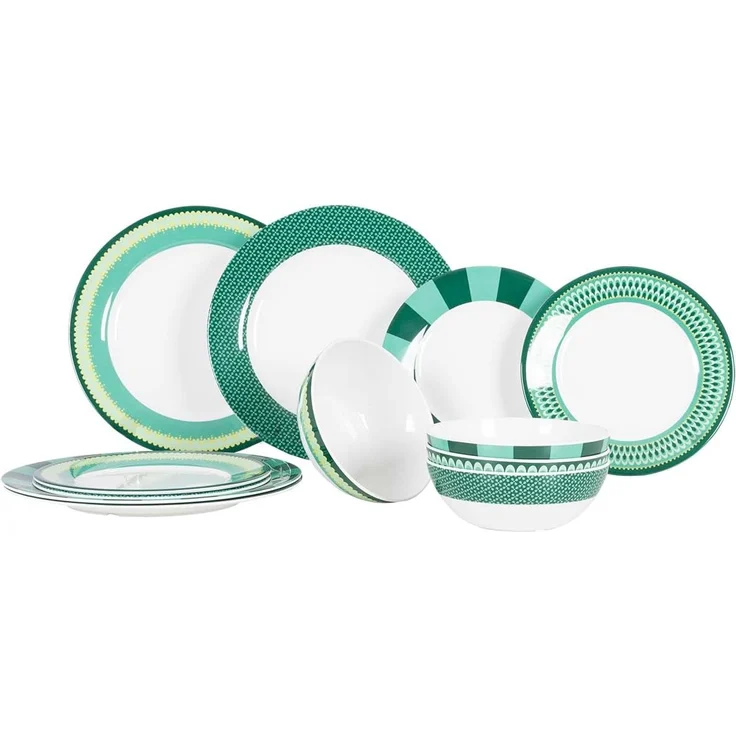 Gimex Colour Line Melamin-Geschirrset Grün 12-teilig – Leicht, Fast Unzerbrechlich, Rutschfest & Geräuschdämpfend