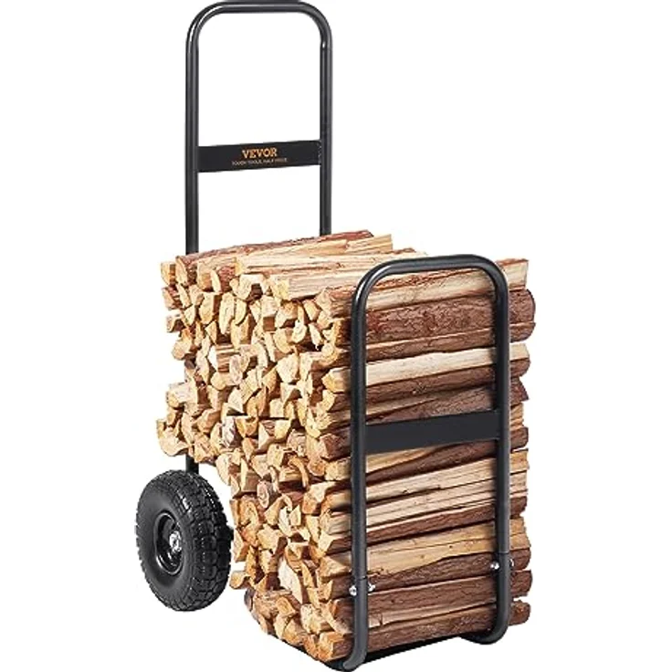 VEVOR Kaminholzregal 67 x 52 x 110 cm Brennholzwagen Pulverbeschichteter Stahl Brennholzkarre – Bild 11
