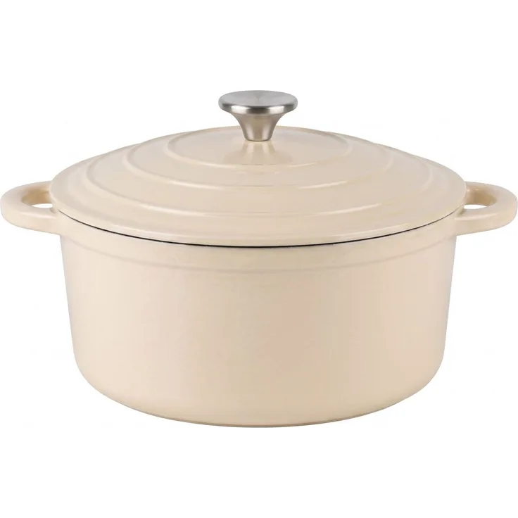 osoltus Bräter Schmortopf Gusseisen Topf 26cm 5,9 Liter Emaille Bräter Creme