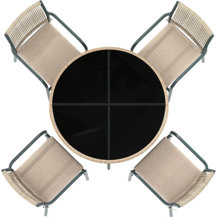Gartenlounge-Set mit rundem Glastisch und 4 Stühlen, 5-teilig, Loungeset, Essgruppe für Garten – Bild 8