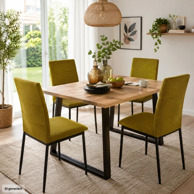 Stuhl Finn gelb cord – Bild 1