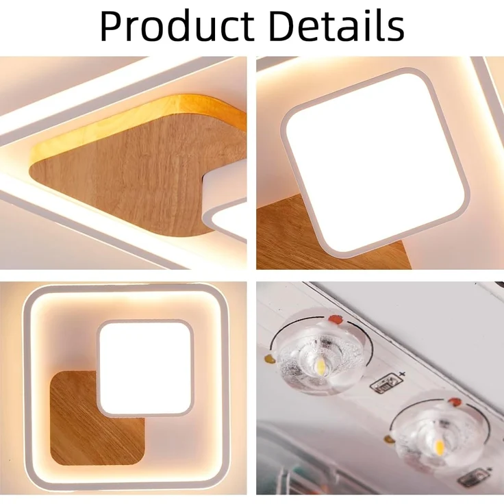 Natsen Deckenleuchte lampe LED Deckenlampe, 192W Warmweiß bis Kaltweiß 3000K-6000K, LED fest integriert, dimmbar mit Fernbedienung, 90*60*5cm (Schwarz),für Büro Wohnzimmer Schlafzimmer Kinderzimmer – Bild 4