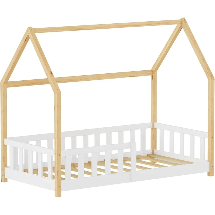 Hausbett Hesel mit Rausfallschutz 80x160 cm Weiß/Natur [en. casa] – Bild 3