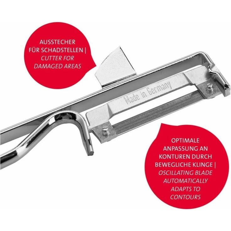 Westmark 2 Universal-Sparschäler/Pendelschäler mit geschärftem Ausstecher, Edelstahlklinge, Famos, Metall/Verchromt, 106122E4 – Bild 2