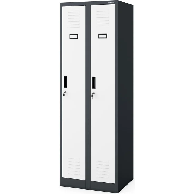 Jan Nowak Spindschrank abschließbar Umkleideschrank Metall Personalschrank Kleiderschrank Spind mit 2 Abteilen Trennwand Kleiderstange Haken Namensschild Lüftung, 180 x 60 x 50 cm