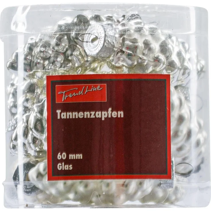 TrendLine Glas-Tannenzapfen silber 12 Stück 6 cm Weihnachtsdekoration Dekozapfen – Bild 3