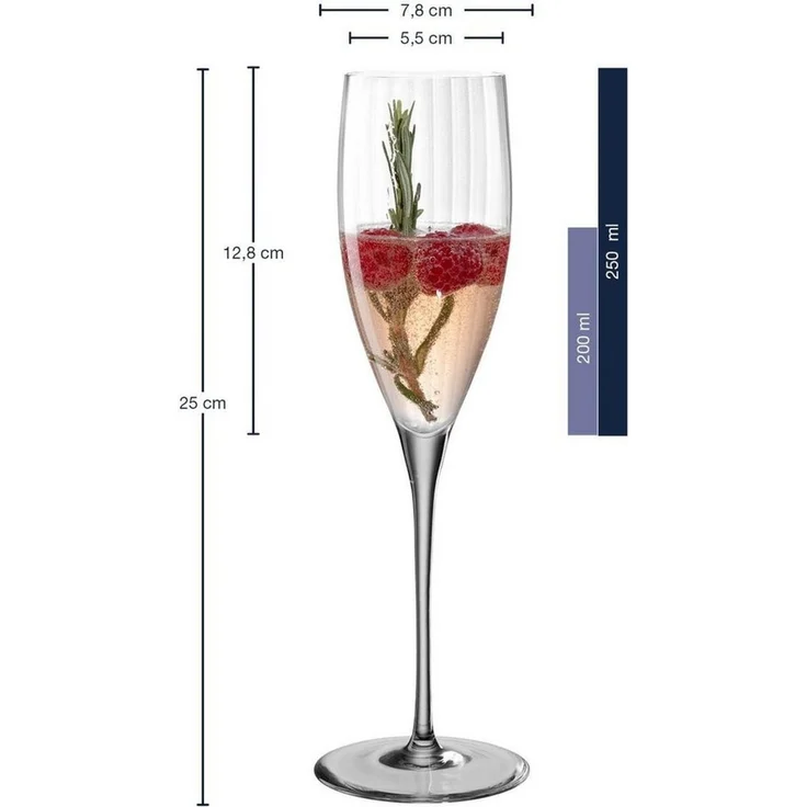 Leonardo Poesia Sektglas 6er Set, spülmaschinengeeignetes Champagnerglas, Höhe 25 cm, 250 ml, grau, 022381 – Bild 4