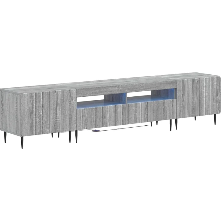 vidaXL 3-teiliges LED TV Regal ZWOLLE Sonoma-Grau Holzwerkstoff 3416523 – Bild 2