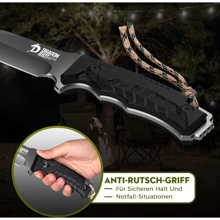 Outdoor Survival Bushcraft Messer Full Tang D2 Klinge G10 Griff Scheide 12cm – Bild 7
