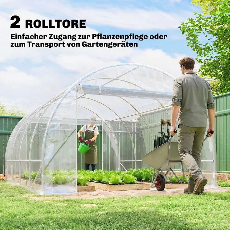 Outsunny Foliengewächshaus, Stahl, PE, Transparent, 297L x 395B x 199H cm – Bild 6