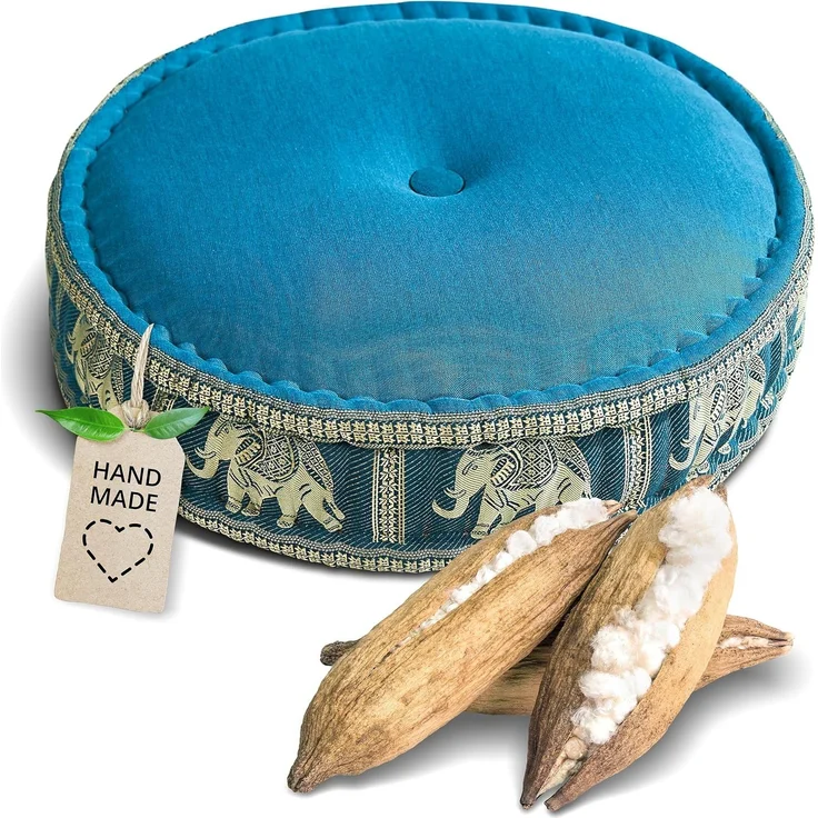livasia Meditationskissen Zafukissen groß (Deluxe) vegan und handgefertigt, 44x15cm, Kapok – Bild 1