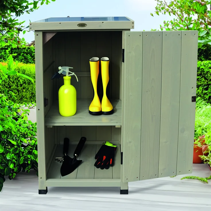 HABAU Gartenschrank "Kompakt" aus Holz, Grau, 45 x 45 x 91 cm – Bild 5