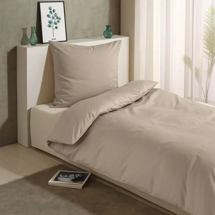 TRAUMSCHLAF Bettwäsche Pure, Mako Satin, 2 teilig, hochwertige Satin Bettwäsche – Bild 1