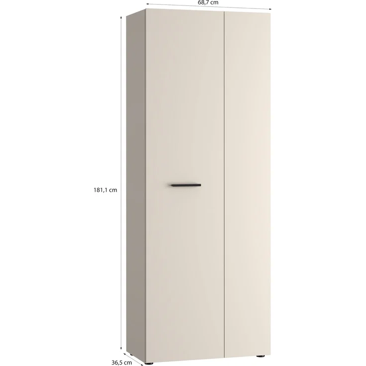 Forte NET306 Schuhschrank 70, moderner Flurschrank, 2-türig, 5 Regalböden, Flur, Diele, Abstellraum, Holzwerkstoff, Kaschmir|Beige, 68,7 cm breit x 181,1 cm hoch x 36,5 cm tief – Bild 6