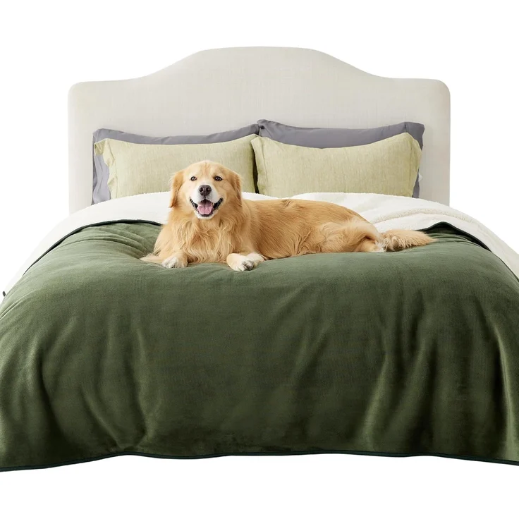 Lesure wasserdichte Hundedecke Grosse Hunde - 229x218 cm waschbar Hundedecke Outdoor, XXL Fleece Sofaschutz Decke groß, Katzendecke flauschig für Couch, Olivgrün – Bild 1