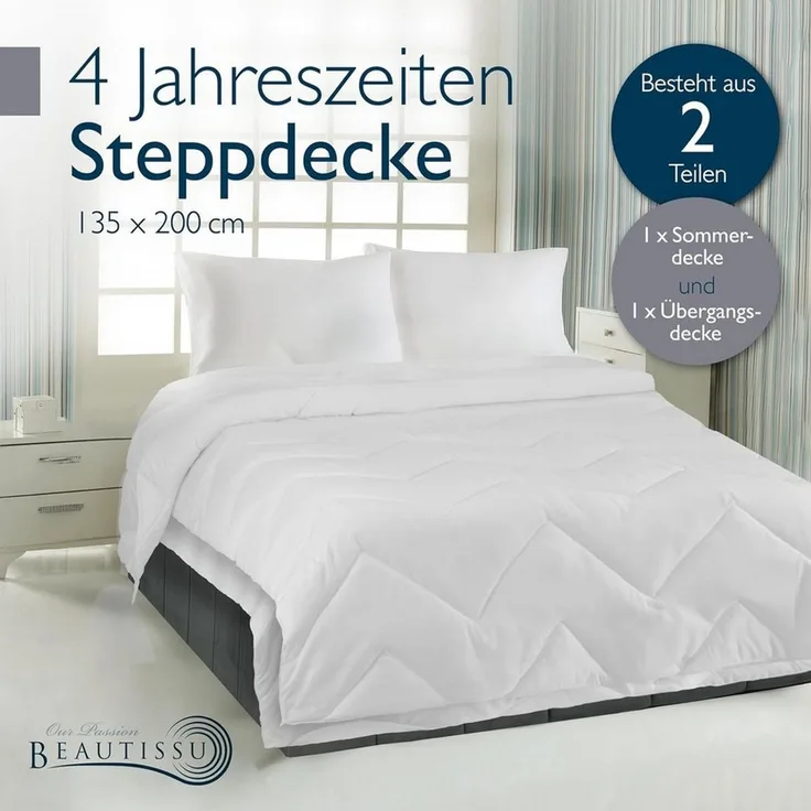 Beautissu Microfaserbettdecke 4 Jahreszeiten Bettdecke Allergiker Bettdecke BeauNuit FS, 135x200 cm, 4 Jahreszeiten Bettdecke 135x200 cm Allergiker Bettdecke – 2 Bettdecke
