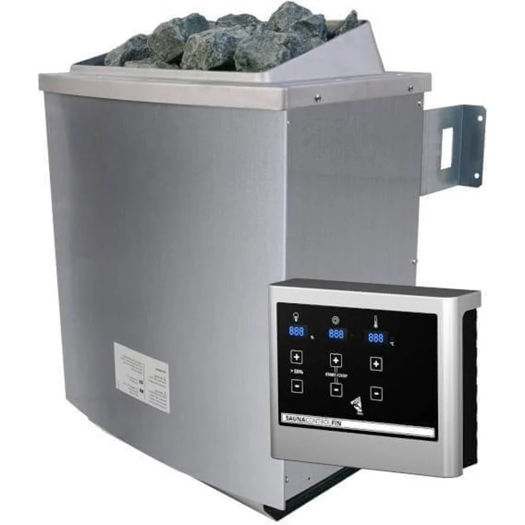 Karibu Sauna Sahib 1 + 9kW Saunaofen mit ext. Steuerung Easy Graphit-Ganzglastür – Bild 3
