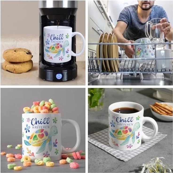 speecheese Tasse Schildkröte Kaffeebecher mit Spruch Chillkrötchen – Bild 5