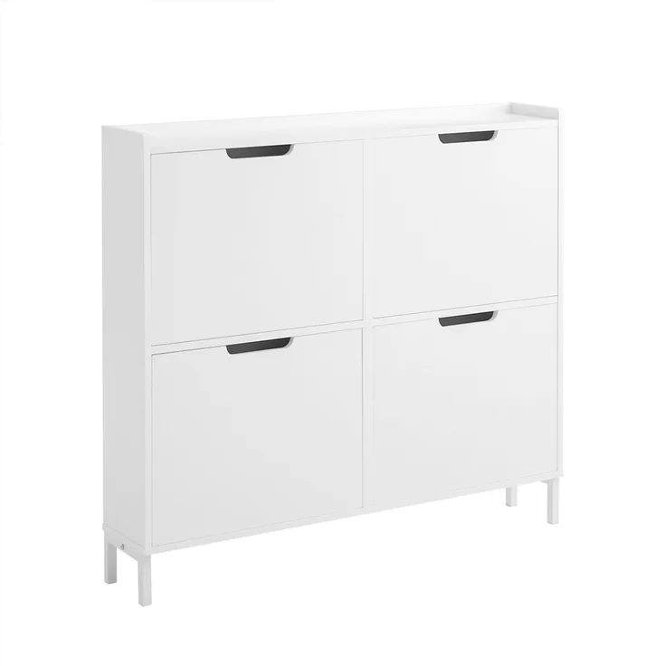 SoBuy FSR100-W Schuhschrank, MDF, Lackiert, Weiß, 100 x 91 x 19 cm