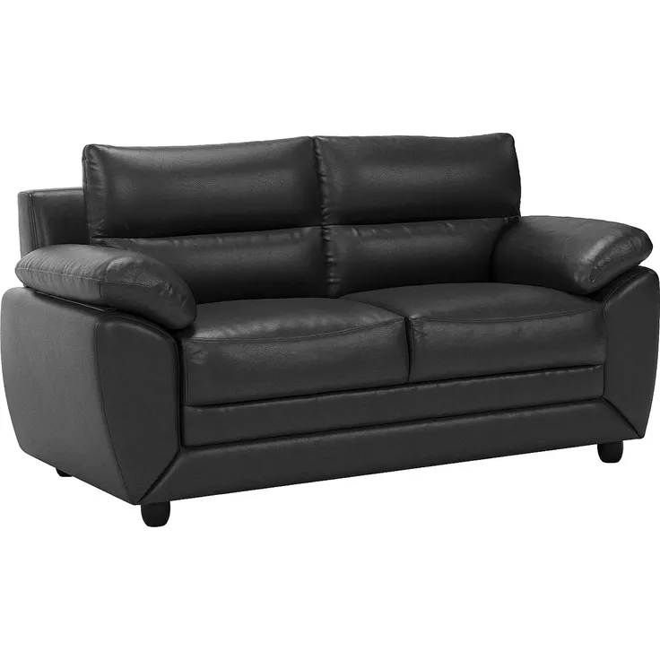 Vente-unique - MANOA Couchgarnitur Kunstleder Schwarz - B 82 cm x H 88 cm x L 163 cm201 cm – Bild 4