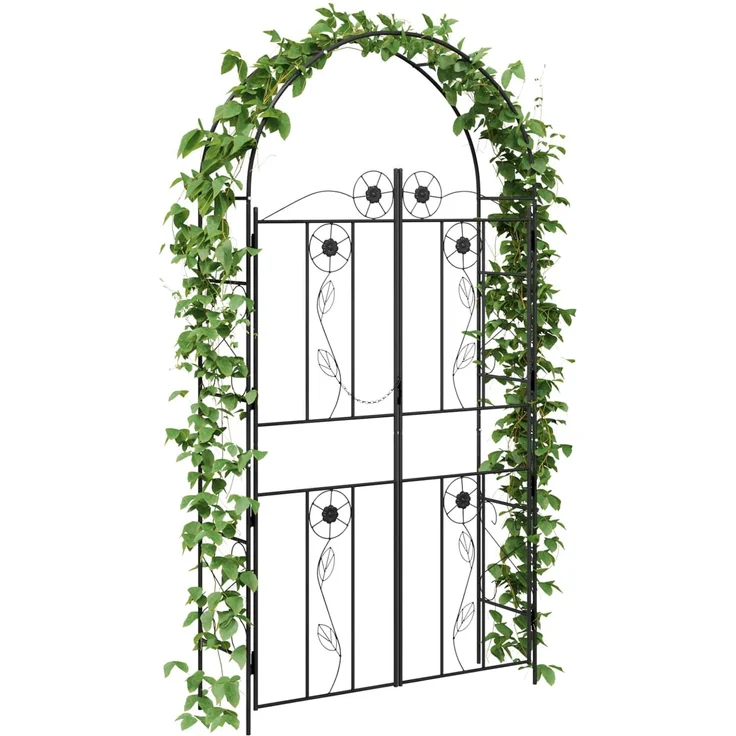 vidaXL Gartenbogen Uni Schwarz 115 x 37 x 226 cm 42021348 – Bild 3