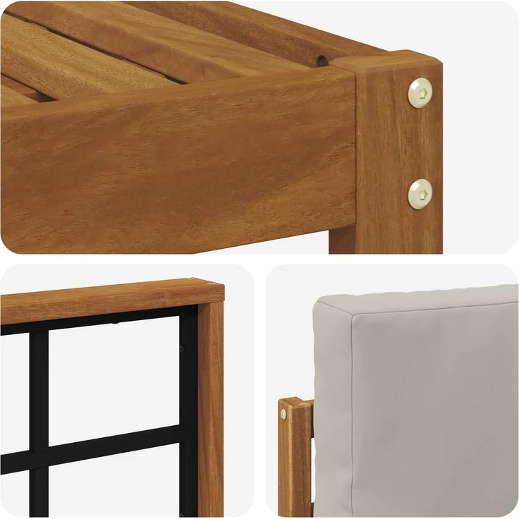 vidaXL Outdoor-Sofagarnitur mit Kissen 4 pcs Natürlich und Hellgrau 3366229 – Bild 5