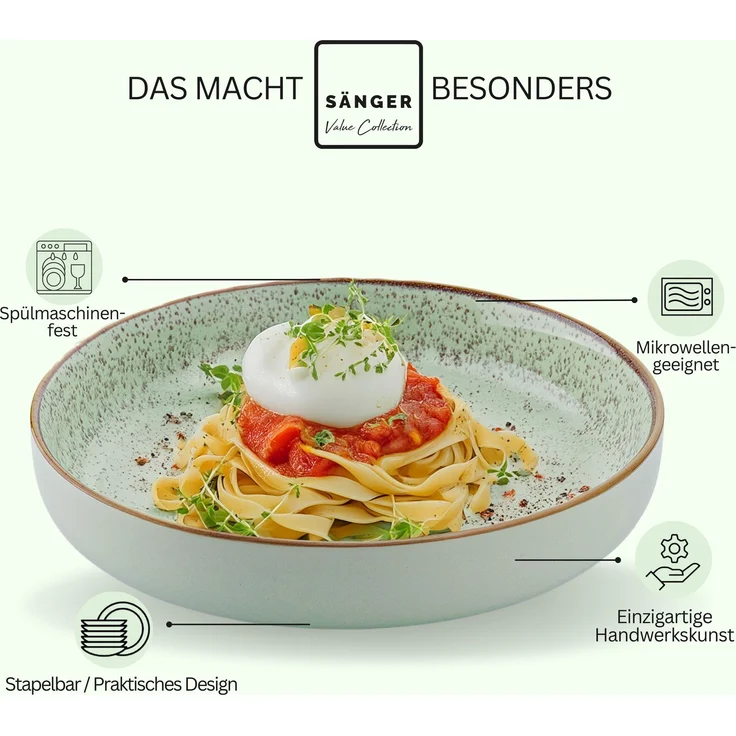 SÄNGER Pastaschalen Set Rio Minze - 6 teilig aus Steingut – Bild 4