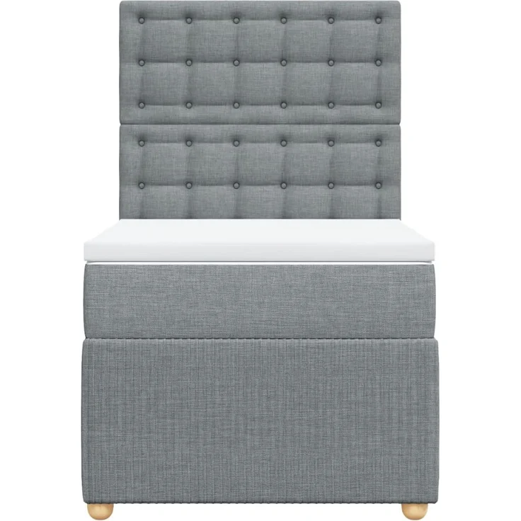 vidaXL Boxspringbett mit Matratze Hellgrau 90x190 cm Stoff 3294225 – Bild 6