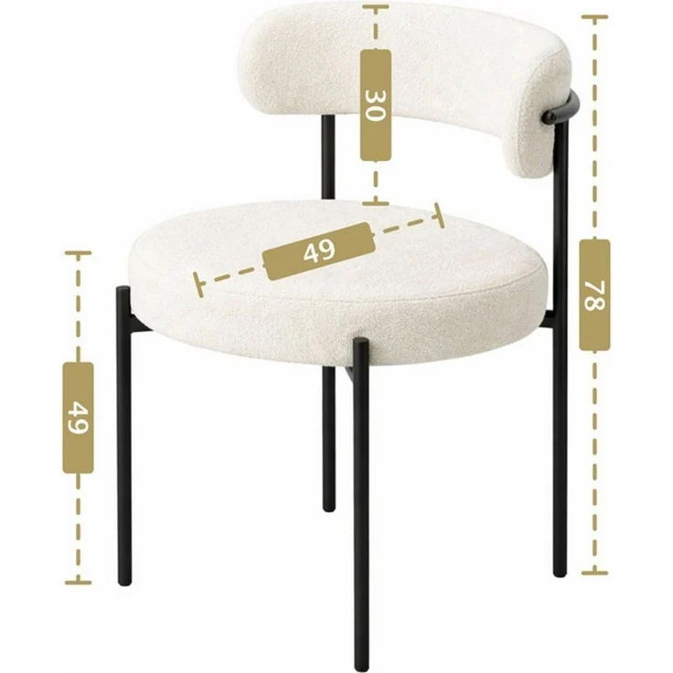 HAGO Esszimmerstuhl 2er Set Küchenstühle Esszimmerstühle Teddy Stoff Rückenlehne rund – Bild 3