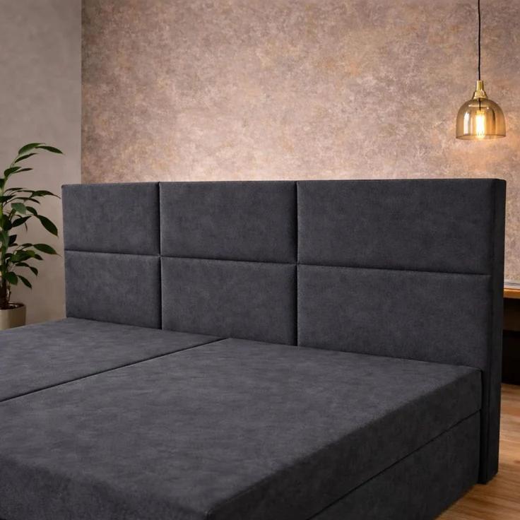 KRISAN MÖBEL Kontinentalbett DREAM2 Dunkelgrau mit 2 Bettkasten und ergonomischem Topper, Bonell-Federkern Matratze, 200 x 200 cm – Bild 3
