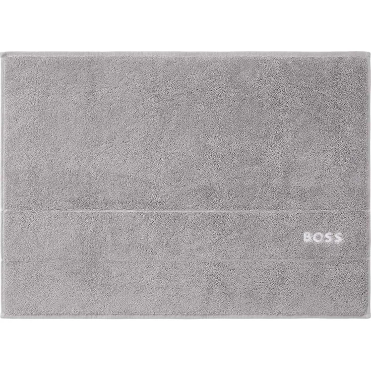 BOSS Badematte - PLAIN, Badvorleger, Baumwolle Hellgrau 50x70 cm