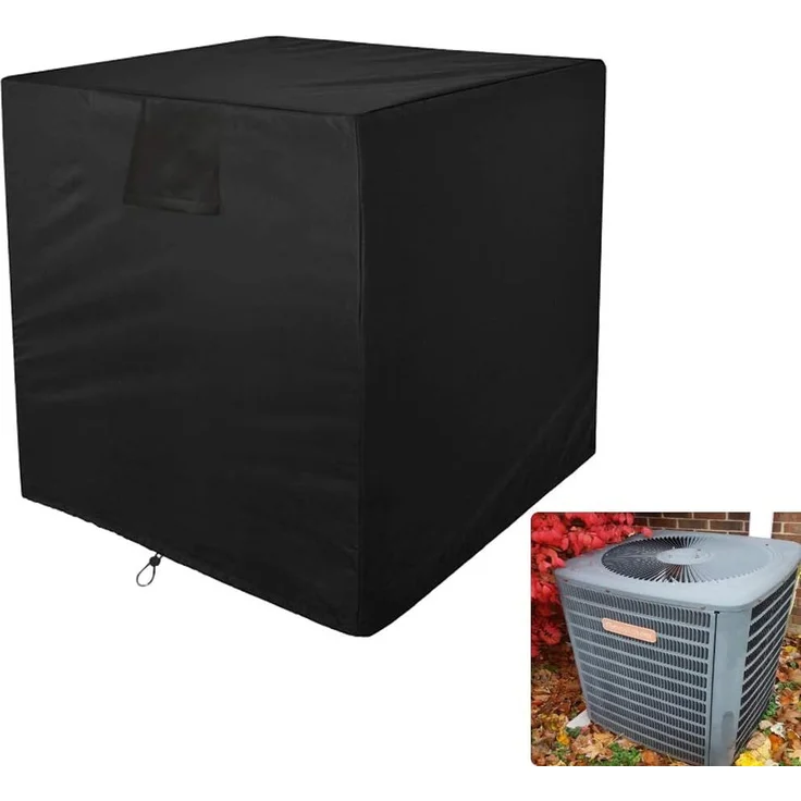 Klimaanlagen Abdeckung universal quadratisch Wasserdichte Winter-Schutzhülle für Zentral-AC, Outdoor, Schwarz, Staub- & UV-Schutz – Bild 1